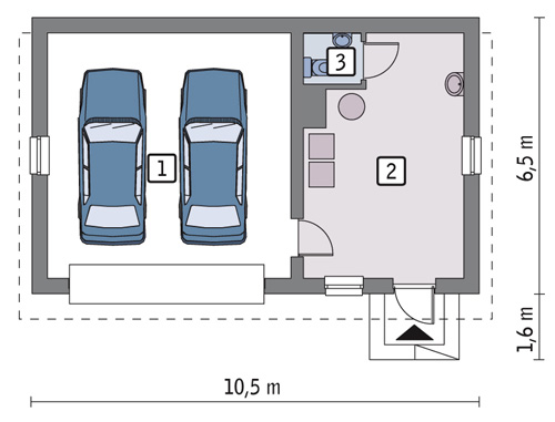 Планировка гаража на 2 машины на участке